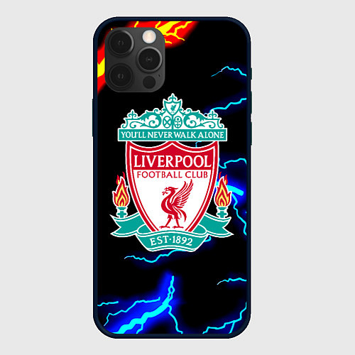 Чехол iPhone 12 Pro Max Ливерпуль шторм молнии / 3D-Черный – фото 1