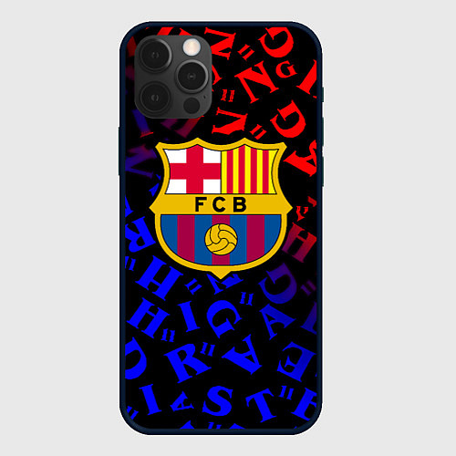 Чехол iPhone 12 Pro Max Barcelona градиент символы / 3D-Черный – фото 1