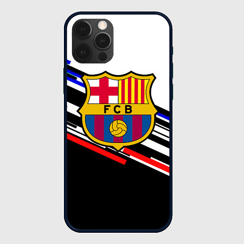 Чехол iPhone 12 Pro Max Barcelona полосы текстура спорт / 3D-Черный – фото 1