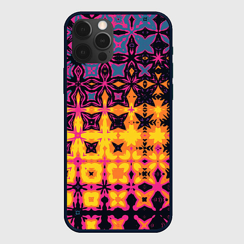 Чехол iPhone 12 Pro Max Фиолетово-желтая метаморфоза / 3D-Черный – фото 1