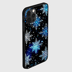 Чехол для iPhone 12 Pro Max Стилизованный чёрно-синий со снежинками, цвет: 3D-черный — фото 2