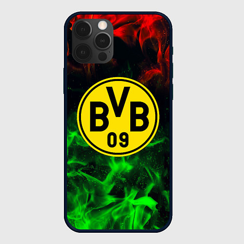 Чехол iPhone 12 Pro Max Borussia красно зеленый огонь / 3D-Черный – фото 1