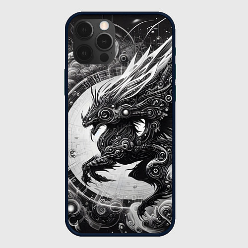 Чехол iPhone 12 Pro Max Cyber dragon - ai art fantasy / 3D-Черный – фото 1