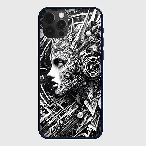 Чехол iPhone 12 Pro Max Cyber girl - ai art fantasy graffiti / 3D-Черный – фото 1