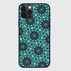 Чехол iPhone 12 Pro Max Бирюзовая текстура из персидских звезд