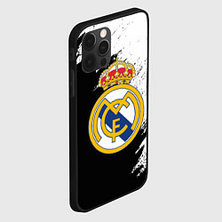 Чехол для iPhone 12 Pro Max Real Madrid текстура штрихи, цвет: 3D-черный — фото 2