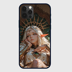 Чехол iPhone 12 Pro Max Беловолосая королева эльфов на троне