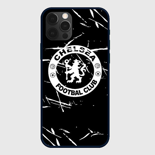 Чехол iPhone 12 Pro Max Челси штрихи красок белые / 3D-Черный – фото 1