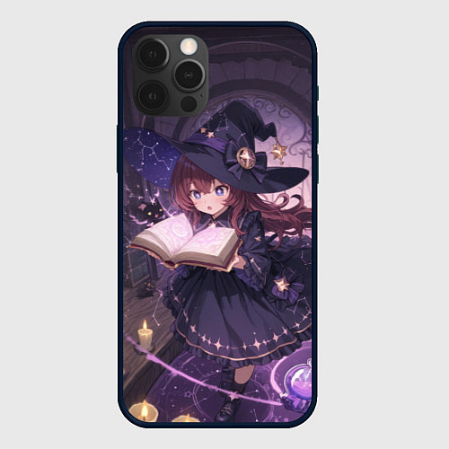Чехол iPhone 12 Pro Max Аниме Ведьма Читает Книгу Заклинаний / 3D-Черный – фото 1