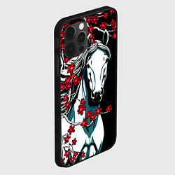 Чехол для iPhone 12 Pro Max Белый конь в цветущей сакуре, цвет: 3D-черный — фото 2