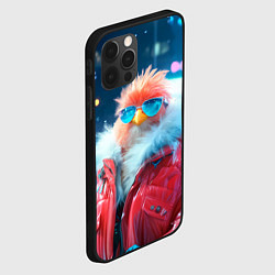 Чехол для iPhone 12 Pro Max Розовая птичка в куртке, цвет: 3D-черный — фото 2
