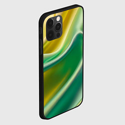 Чехол для iPhone 12 Pro Max Шелк зеленый с желтым, цвет: 3D-черный — фото 2