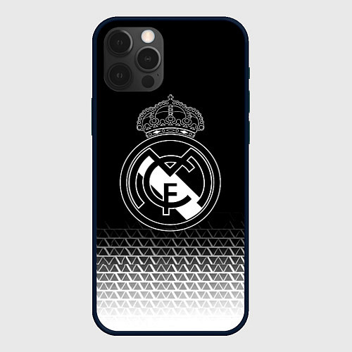 Чехол iPhone 12 Pro Max Реал Мадрид текстура геометрия / 3D-Черный – фото 1