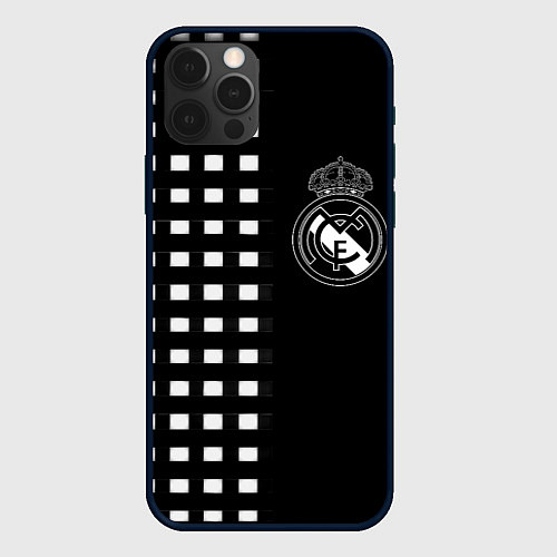 Чехол iPhone 12 Pro Max Real Madrid клетка / 3D-Черный – фото 1
