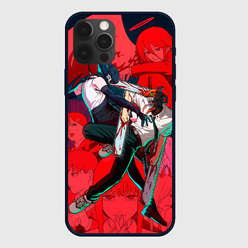 Чехол iPhone 12 Pro Max Битва с Резе Человек бензопила / 3D-Черный – фото 1