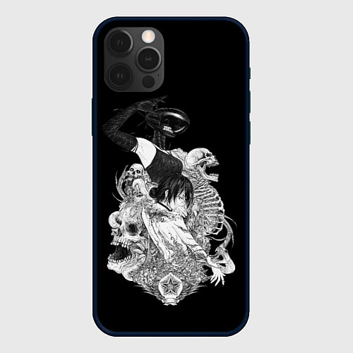 Чехол iPhone 12 Pro Max Резе демон бомба Человек бензопила / 3D-Черный – фото 1