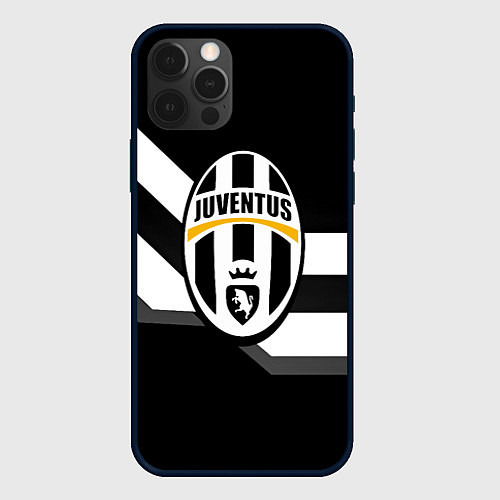 Чехол iPhone 12 Pro Max Juventus полосы линии / 3D-Черный – фото 1