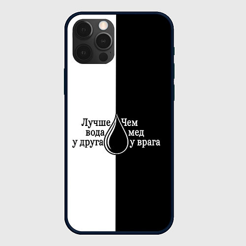 Чехол iPhone 12 Pro Max Вода у друга черно-белый арт / 3D-Черный – фото 1