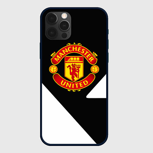 Чехол iPhone 12 Pro Max Манчестер Юнайтед полосы / 3D-Черный – фото 1