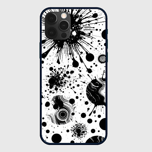 Чехол iPhone 12 Pro Max Паттерн из абстрактных клякс - нейроарт / 3D-Черный – фото 1