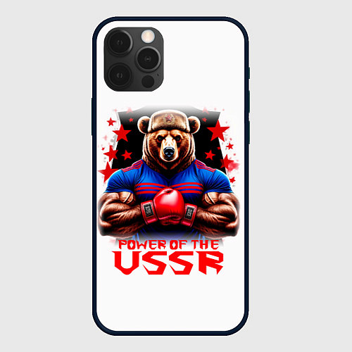 Чехол iPhone 12 Pro Max USSR медведь / 3D-Черный – фото 1