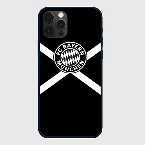 Чехол iPhone 12 Pro Max Бавария Мюнхен полосы / 3D-Черный – фото 1