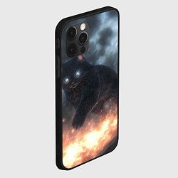 Чехол для iPhone 12 Pro Max Черный кот идет по огню - стиль киберпанк, цвет: 3D-черный — фото 2