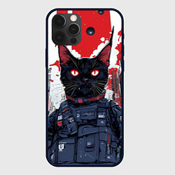 Чехол для iPhone 12 Pro Max Киберпанк - черный кот, цвет: 3D-черный