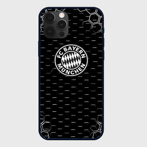 Чехол iPhone 12 Pro Max Бавария Мюнхен соты текстура / 3D-Черный – фото 1