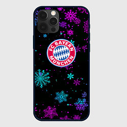 Чехол для iPhone 12 Pro Max Бавария Мюнхен неоновые снежинки, цвет: 3D-черный