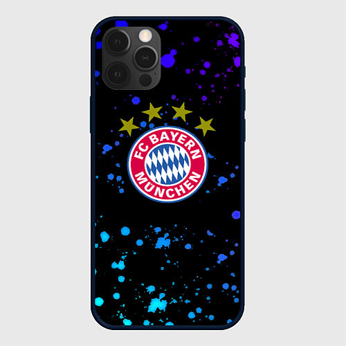 Чехол iPhone 12 Pro Max Бавария Мюнхен неоновые краски / 3D-Черный – фото 1