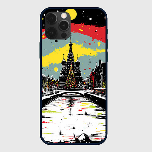 Чехол iPhone 12 Pro Max Праздничная новогодняя Москва / 3D-Черный – фото 1