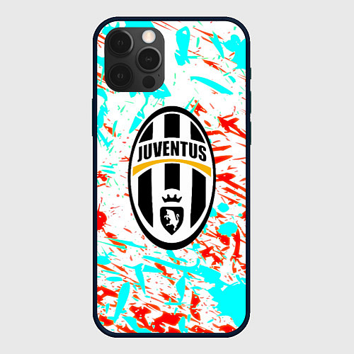 Чехол iPhone 12 Pro Max Ювентус штрихи красок текстура / 3D-Черный – фото 1
