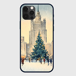 Чехол для iPhone 12 Pro Max Москва новогодняя елка, цвет: 3D-черный