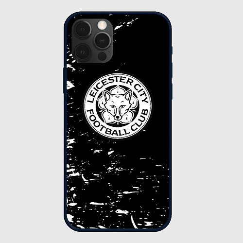 Чехол iPhone 12 Pro Max Лестер сити краски белые / 3D-Черный – фото 1