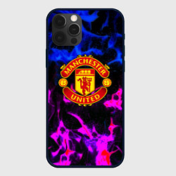 Чехол для iPhone 12 Pro Max Манчестер Юнайтед огонь неон, цвет: 3D-черный