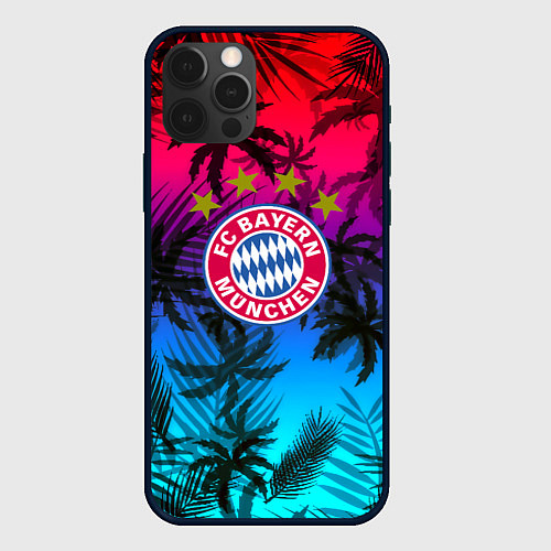 Чехол iPhone 12 Pro Max Бавария Мюнхен неон тропики / 3D-Черный – фото 1