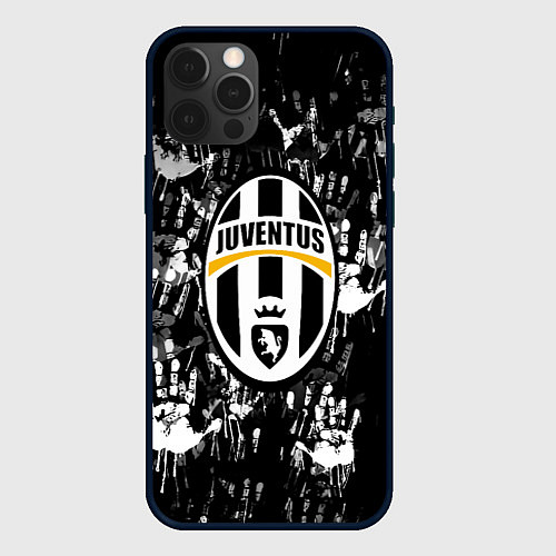 Чехол iPhone 12 Pro Max Ювентус текстура руки краски / 3D-Черный – фото 1