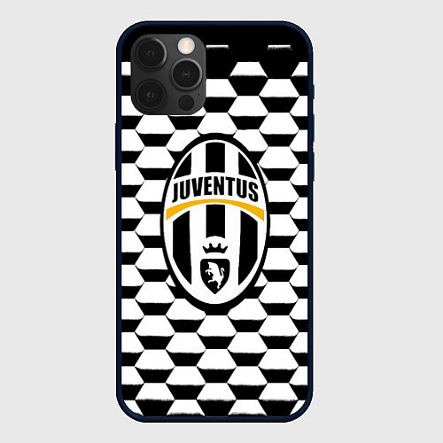 Чехол iPhone 12 Pro Max Juventus геометрия черно белая / 3D-Черный – фото 1