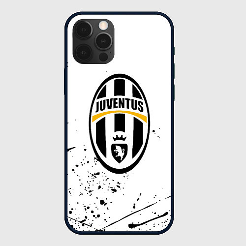 Чехол iPhone 12 Pro Max Ювентус черные краски всплеск / 3D-Черный – фото 1