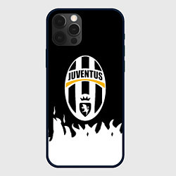 Чехол iPhone 12 Pro Max Ювентус белый огонь текстура