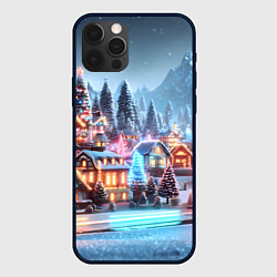 Чехол iPhone 12 Pro Max Городок в новогодних огоньках