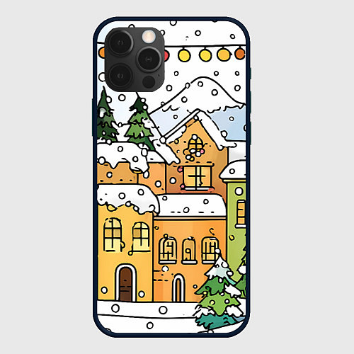 Чехол iPhone 12 Pro Max Новогодний снегопад / 3D-Черный – фото 1