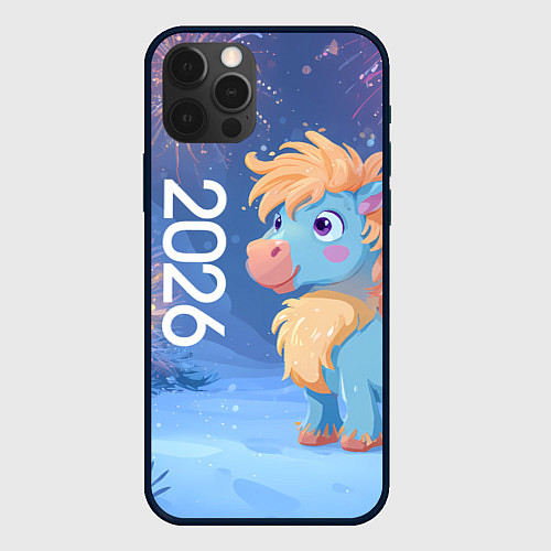 Чехол iPhone 12 Pro Max Милая лошадка 2026 / 3D-Черный – фото 1