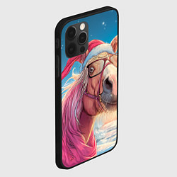Чехол для iPhone 12 Pro Max Новогодняя лошадь в очках, цвет: 3D-черный — фото 2