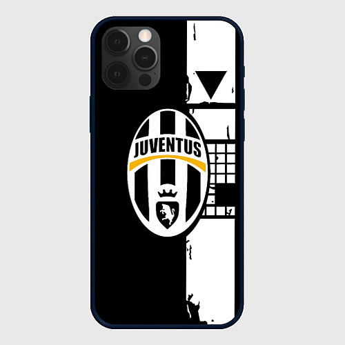 Чехол iPhone 12 Pro Max Ювентус геометрия белая / 3D-Черный – фото 1