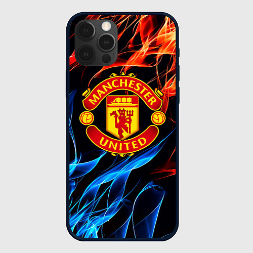Чехол iPhone 12 Pro Max Манчестер Юнайтед огонь битва / 3D-Черный – фото 1