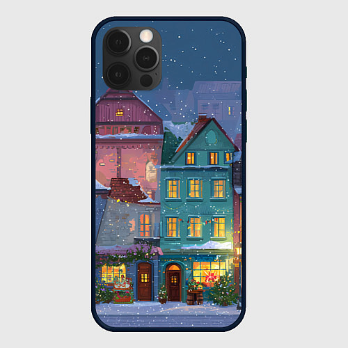 Чехол iPhone 12 Pro Max Новогодний дворик / 3D-Черный – фото 1