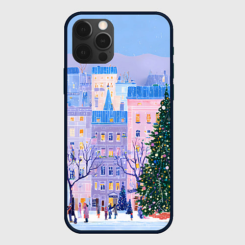 Чехол iPhone 12 Pro Max Новогодний двор / 3D-Черный – фото 1