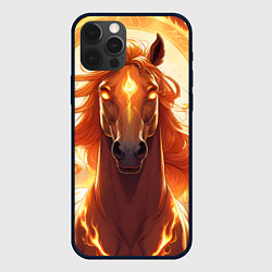 Чехол iPhone 12 Pro Max Огненная лошадь в свечении